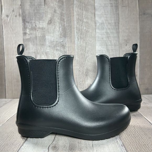 Crocs Women's Freesail Chelsea Boot Rain Pull On Lightweight Rubber Black Size 5 - Picture 3 of 15